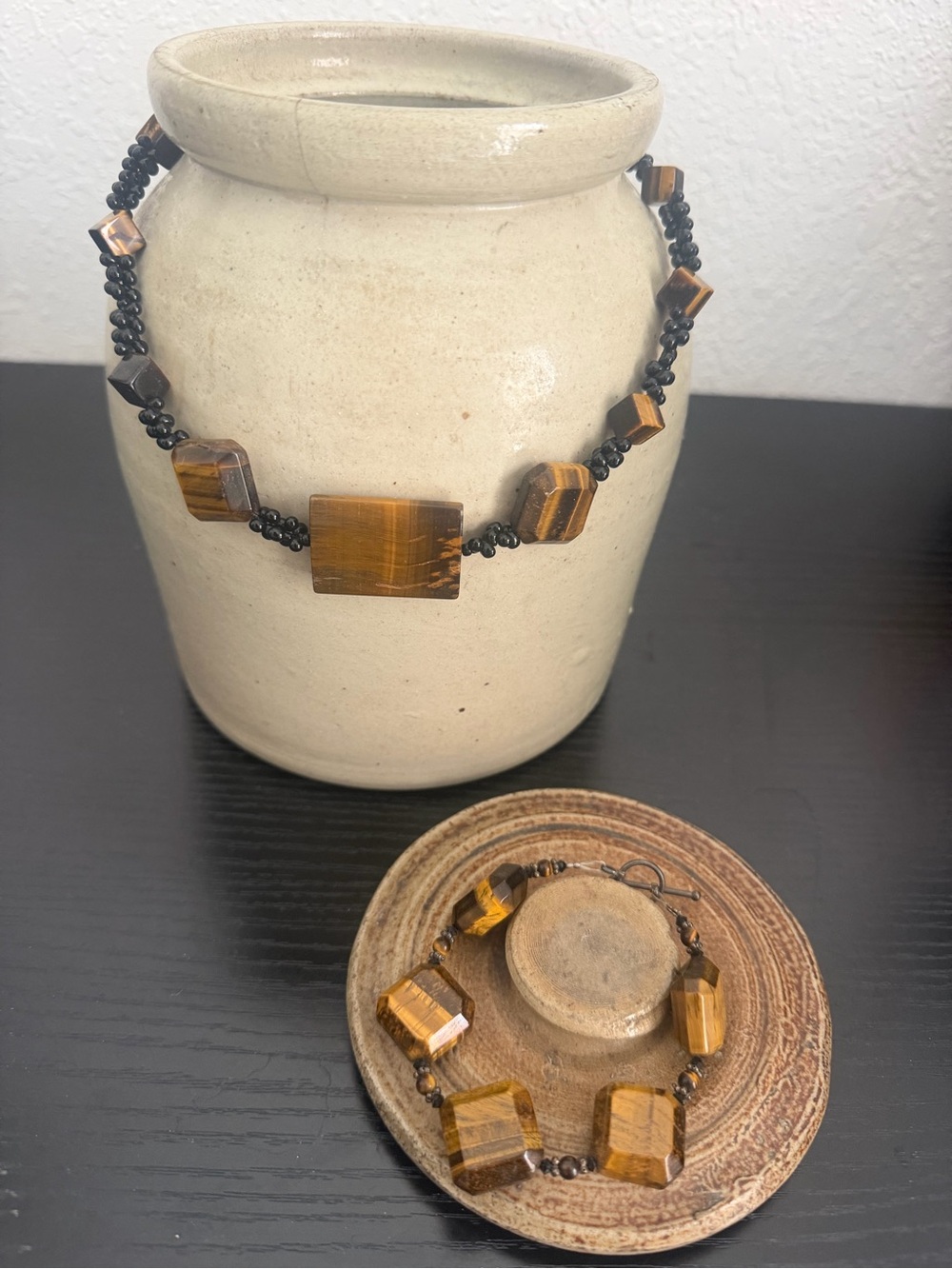 Tiger Eye Beaded Necklace and Bracelet Set